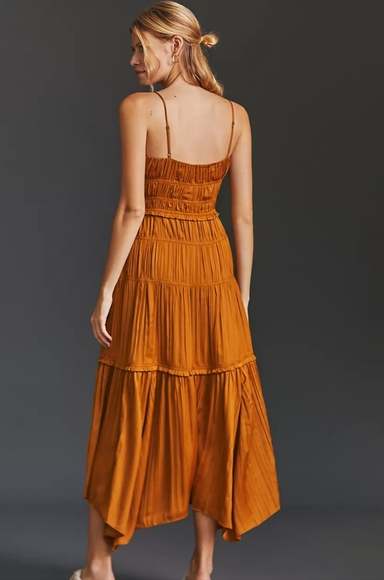 Anthropologie Ruched Slip Dress - bronze - Picture 4 of 9